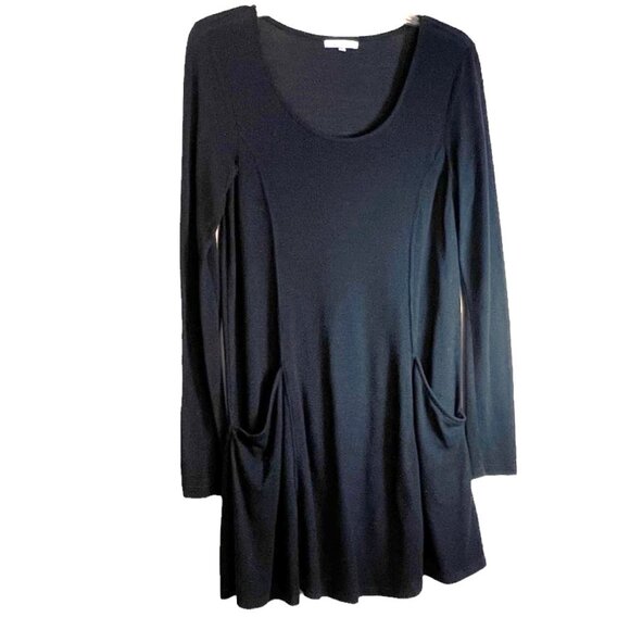 Z Supply Jersey Knit Black Swing Long Sleeve Tunic w/Two Front Pockets, Size S - Picture 1 of 8